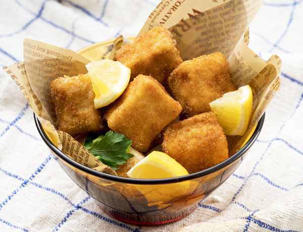 A bite of fried Tofu